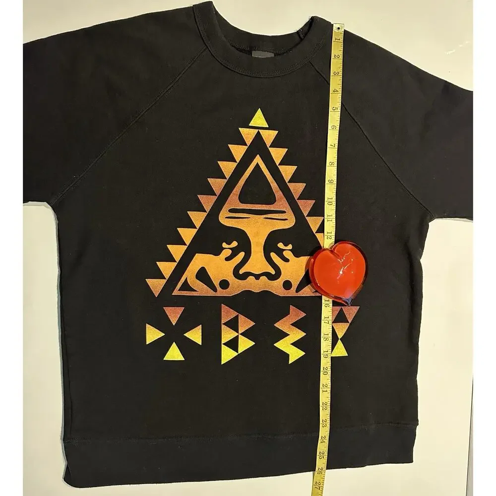 Vintage Obey Sweatshirt Mens Sz Med Black Made In USA The Giat Aztec Shepard 90s - Picture 3 of 8